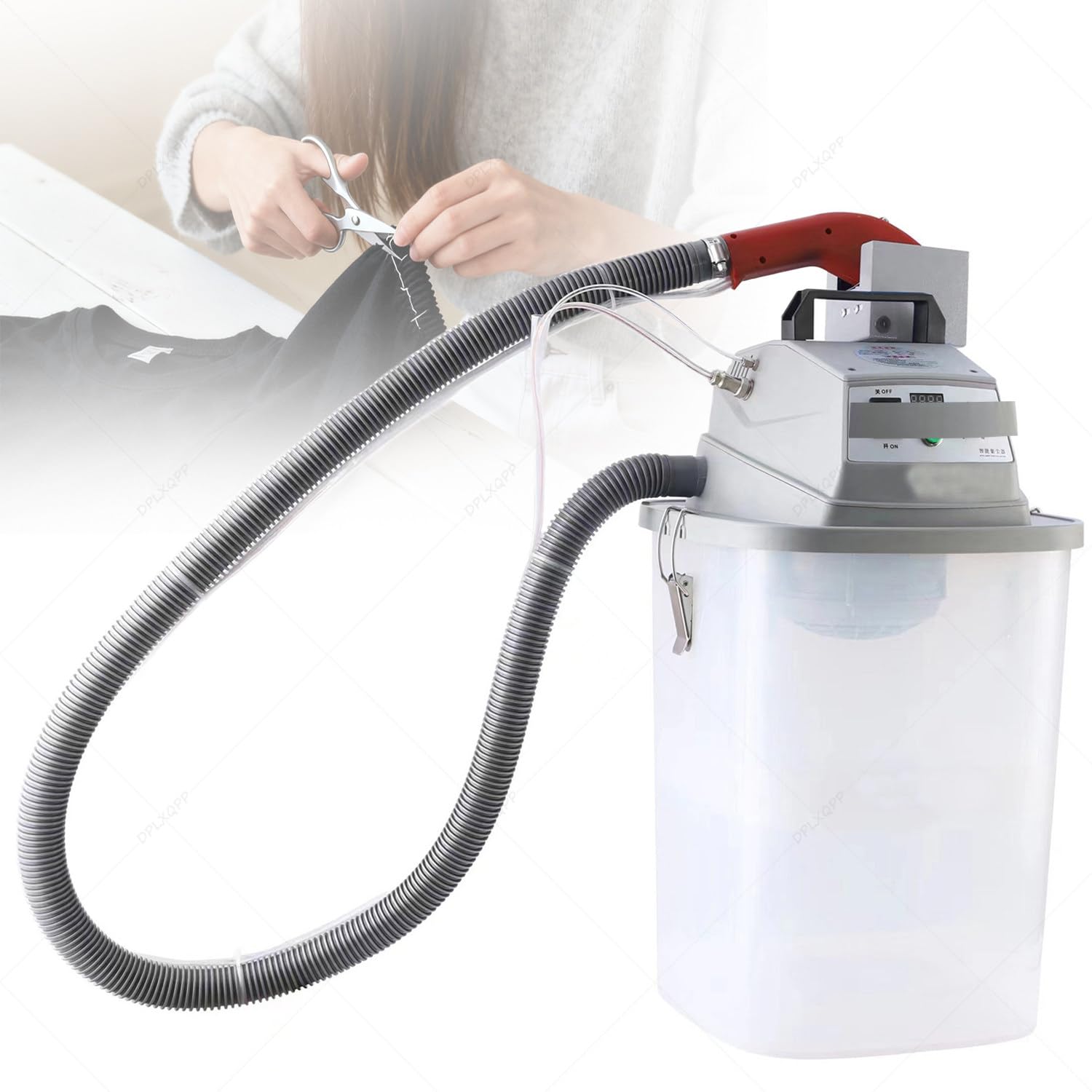 JXYQ Single-Head Thread Trimmer with 30L Bucket, Real-Time Speed Display & Stepless Adjustment for Fabric Edge Cleaning in Garment Factories & Tailor Shops
