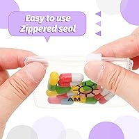 Vista 3 de Colarr AM PM - 14 bolsas para pastillas reutilizables con cremallera para día y noche, organizador de píldoras con cierre deslizante para estuche