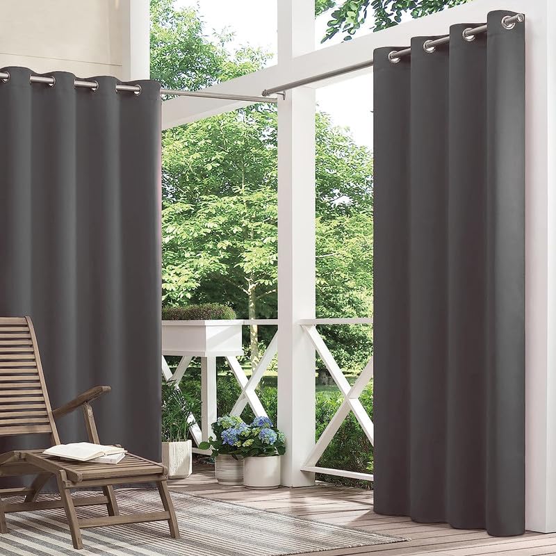 Polyester Waterproof & Sun Blockage Curtains with Top Stainless Steel Eyelet Ideal Used for Outdoor Balcony & Indoor Suitable for Door(Color-Grey,Size -4.5X6 Feet)(Pack of 2Pcs)-image-37