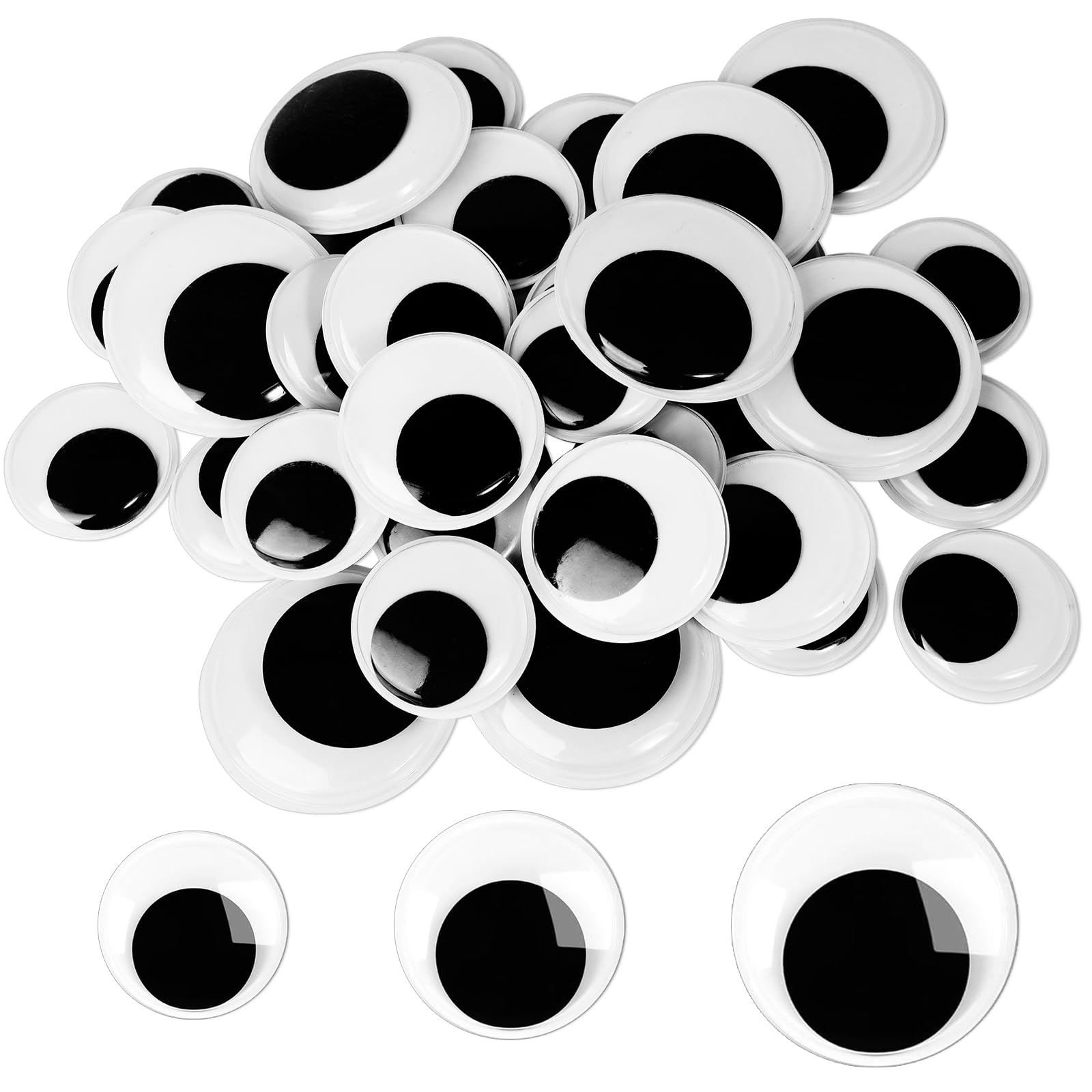 100 Yeux Mobiles Autocollants 15 Mm - Noir Et Blanc, Pour Peluches, Poupées, Artisanat DIY