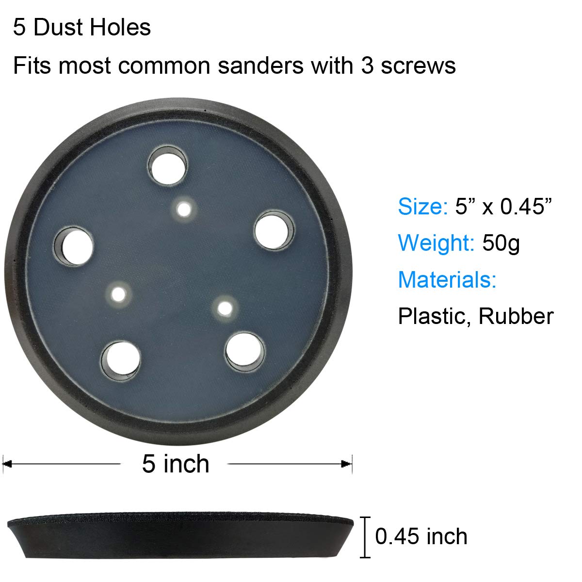 Disco De Lija Con Soporte De Gancho Y Bucle (velcro) - Paquete De 5, Grano Fino, Para Lijadoras Orbitales Accesorio Lijado Superior Pads