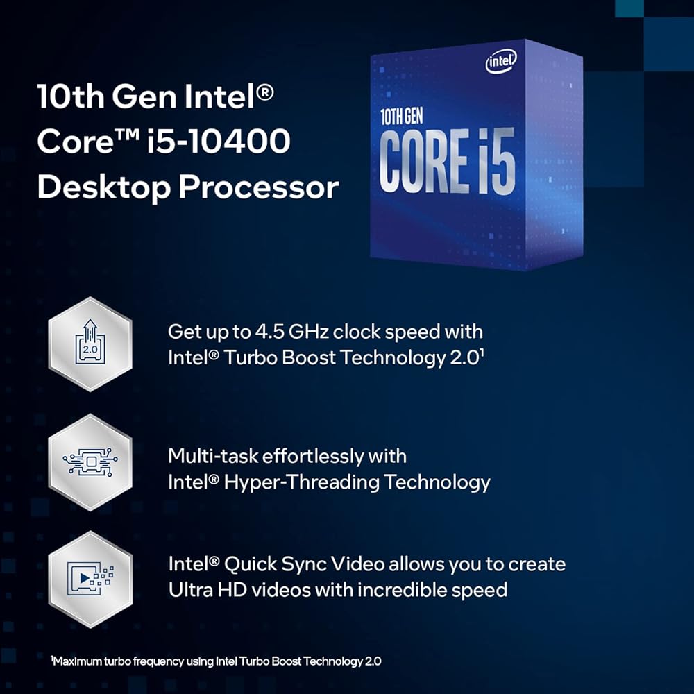 Intel Core i5-10400, 6 Cores & 12 Threads Desktop Processor with Intel UHD Graphics 630 thumbnail 3