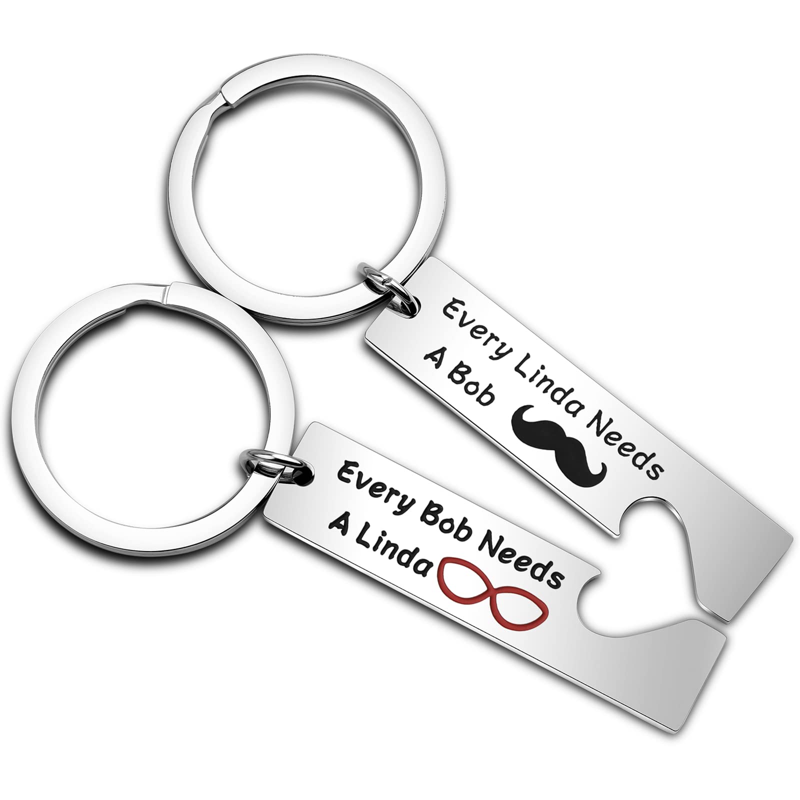 MYSOMYBob and Linda Belcher Lovers Gift Every Linda Needs A Bob Burger Anniversary Day Matching Keychain Set Belcher Family Lovers Jewelry for TV Show Fan (SILVER), Small