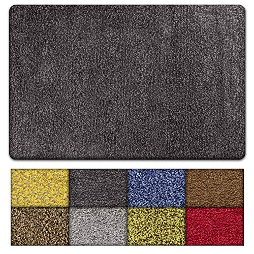 kaluns door mat, front doormat, super absorbent mud mats, doormats for entrance way, entry rug, non slip pvc waterproof backing, shoe mat for entryway, machine washable (24x36 black/grey)