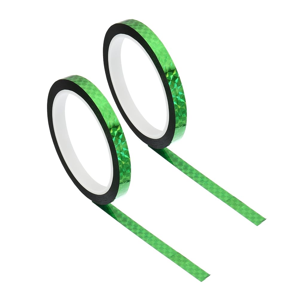PATIKIL Metallic Tape 0.4 Inch x 55 Yards, 2 Pack Holographic Metalized Reflective Self Adhesive for DIY Art Craft Wrapping Wall Decoration, Green