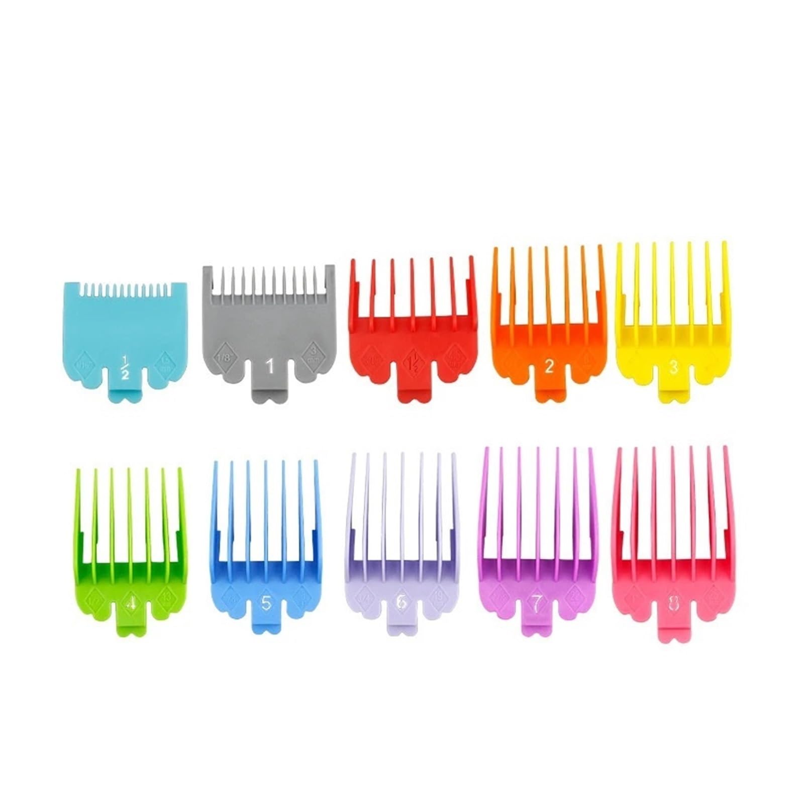 Lot De 10 Peignes De Coupe Professionnels Avec Clip En Métal, Compatibles Avec WAHL, 1,5/3/4,5/6/10/13/16/19/22/25 Mm G0717(Colorful 10pcs Baged)