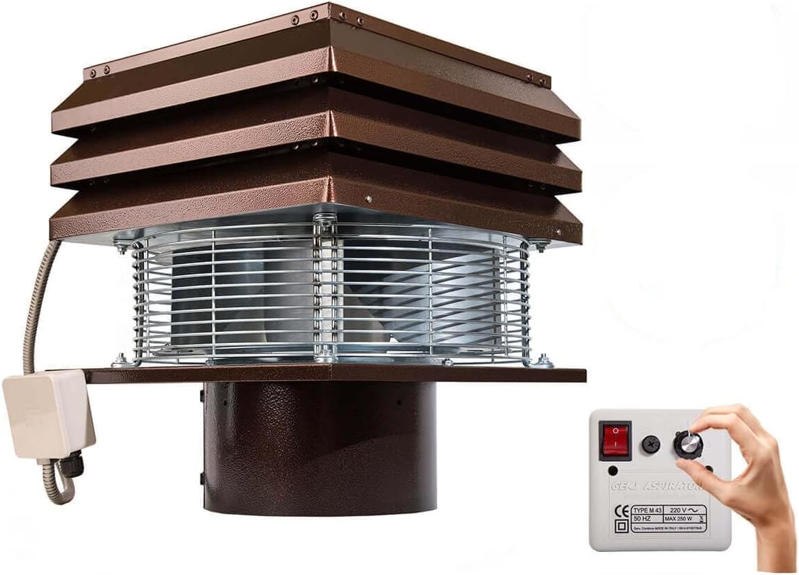 GEMI 25cm Professional Chimney Exhaust Fan with 6-Speed Controller