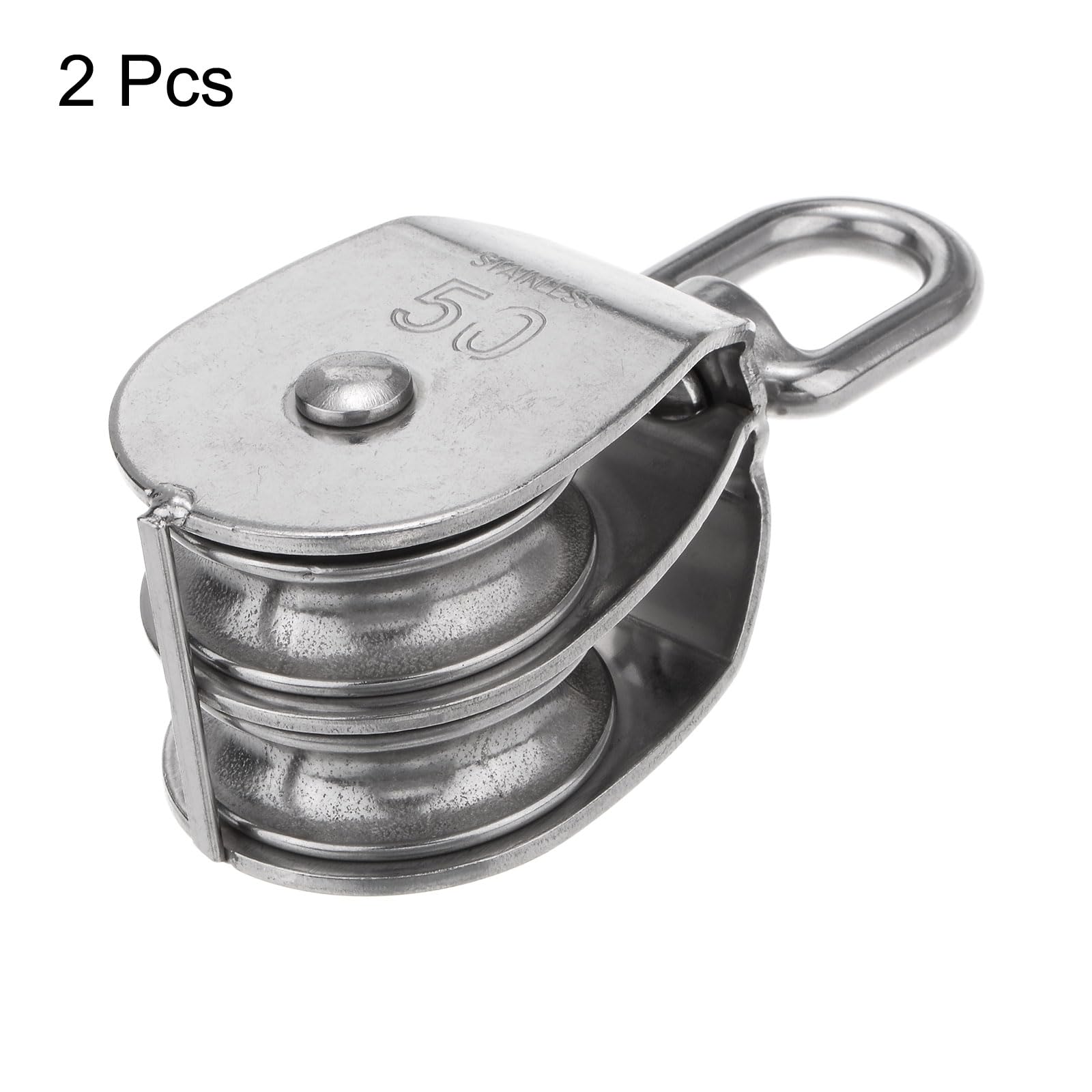 sourcing map 2Pcs M50 Doble Polea Polea Fija de Acero Inoxidable
