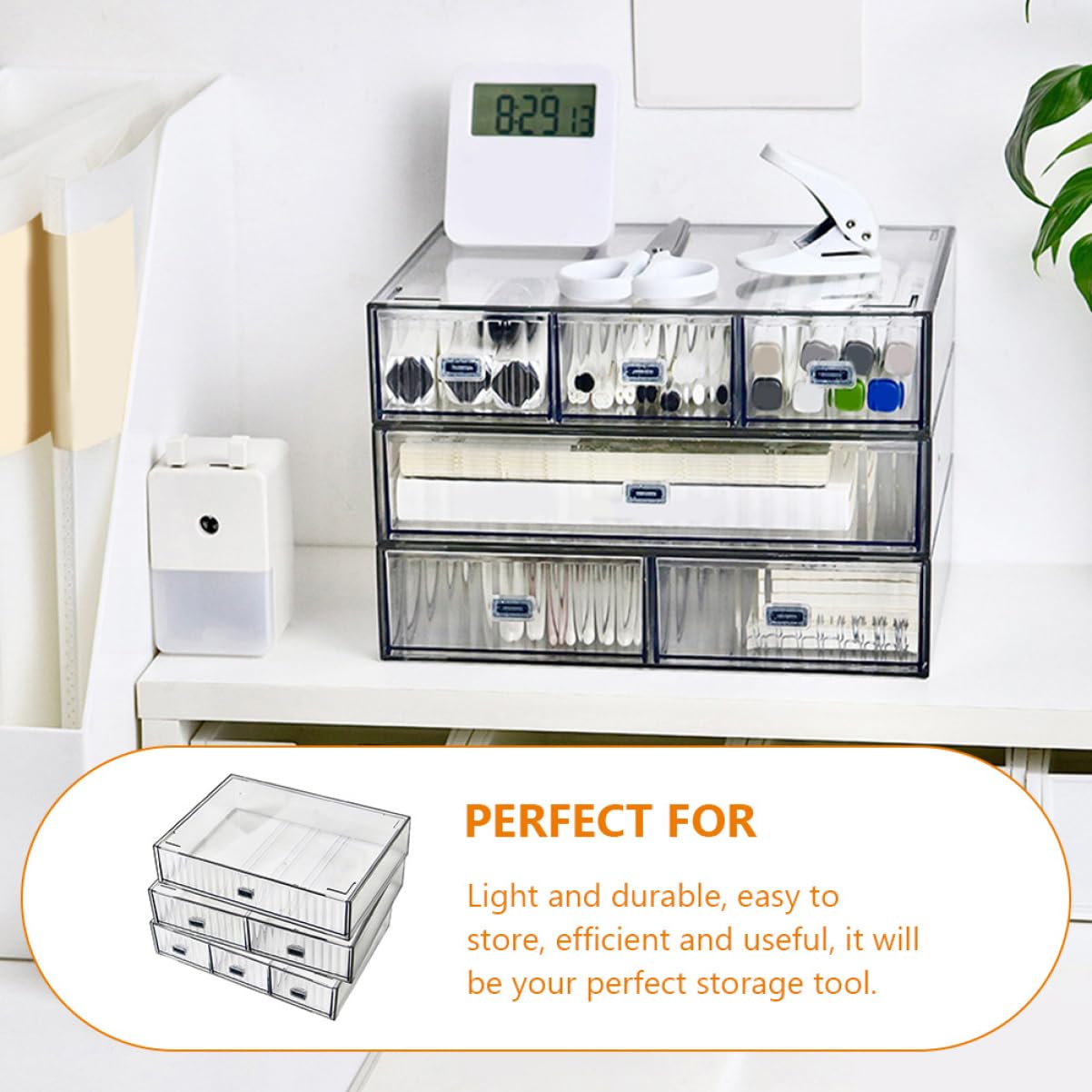 NUOBESTY Organiseur De Bureau À 3 Tiroirs Extensible Et Multicouche Boîte De Rangement Pour Maquillage Et Papeterie