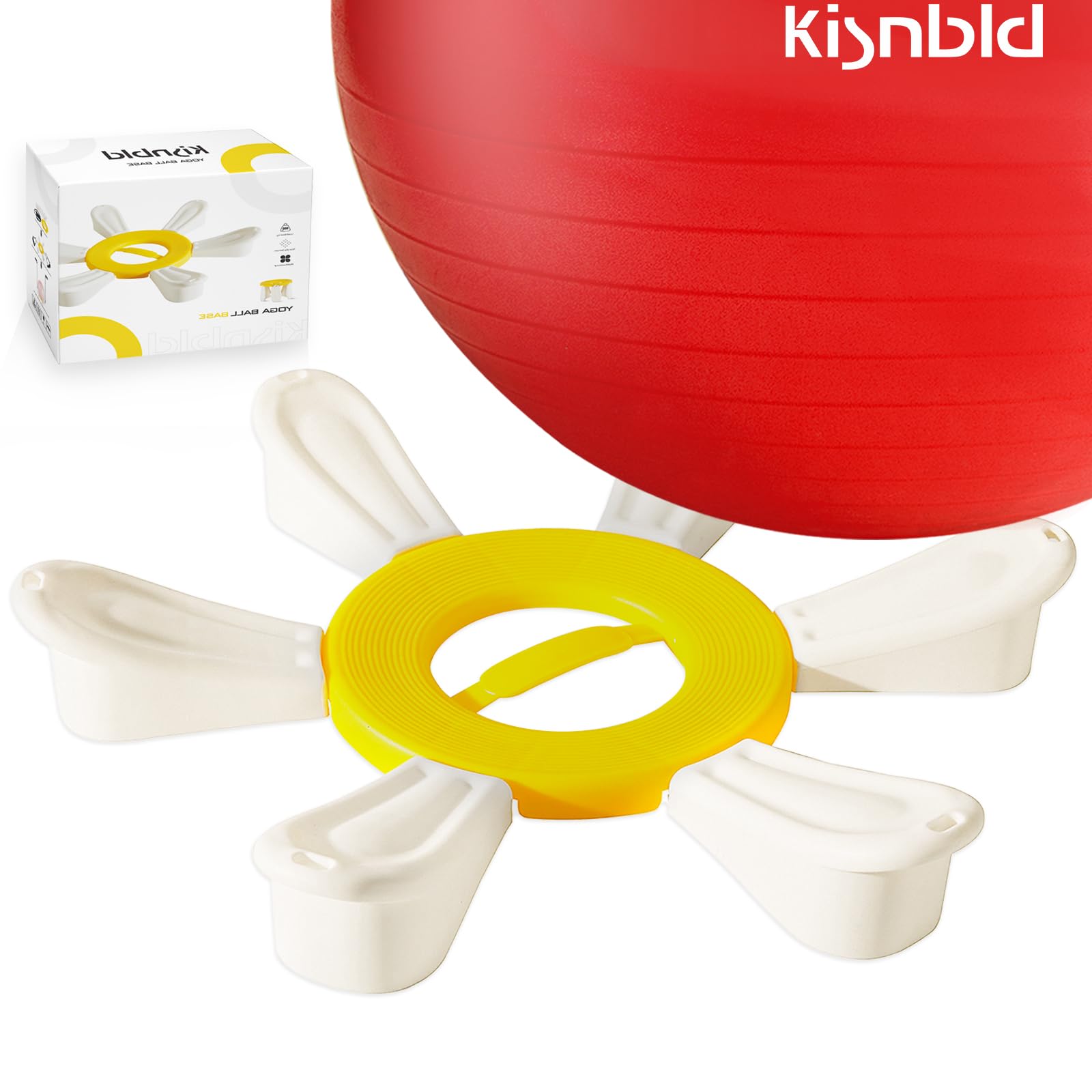 kisnbld Exercise Ball with Base, Daisy Shaped Yoga Ball Base with Resistance Bands, Use for Pregnancy Exercises, Workout Routine & Office Ball Chair