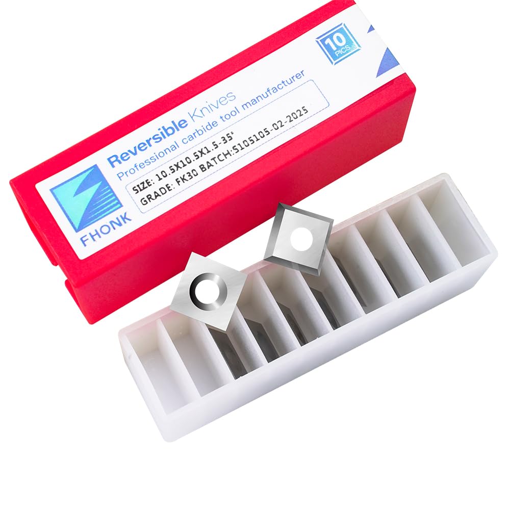 FHONK 10.5mm Square Straight Carbide Cutters, for Woodturning Replacement Cutter Knives, Fits Spiral, Helical Planer Cutter, Wood Lathe Turning Tool,