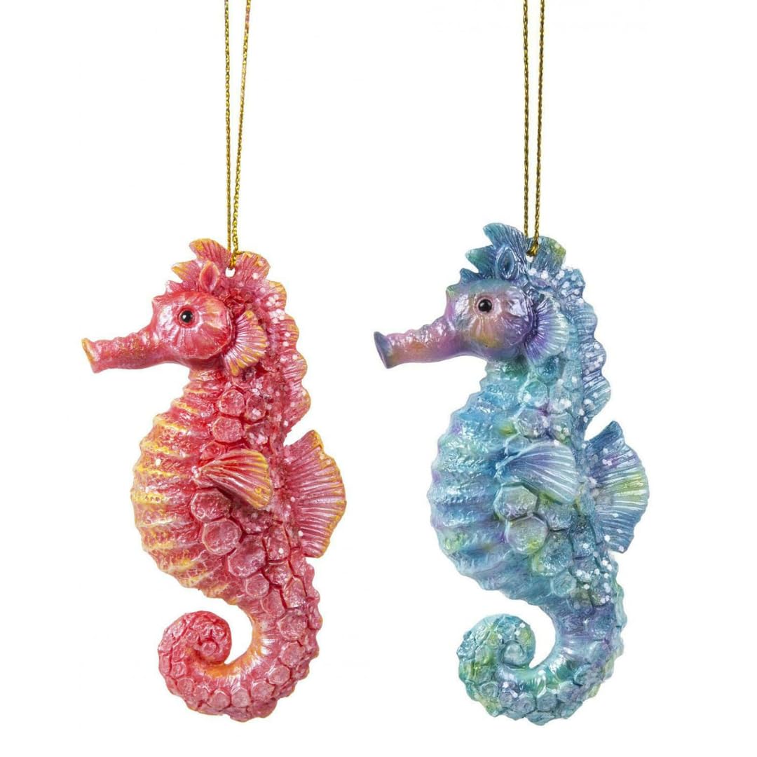 Vivid Arts - Seahorse Hanging Ornament - Indoor Outdoor (2, Red & Blue)