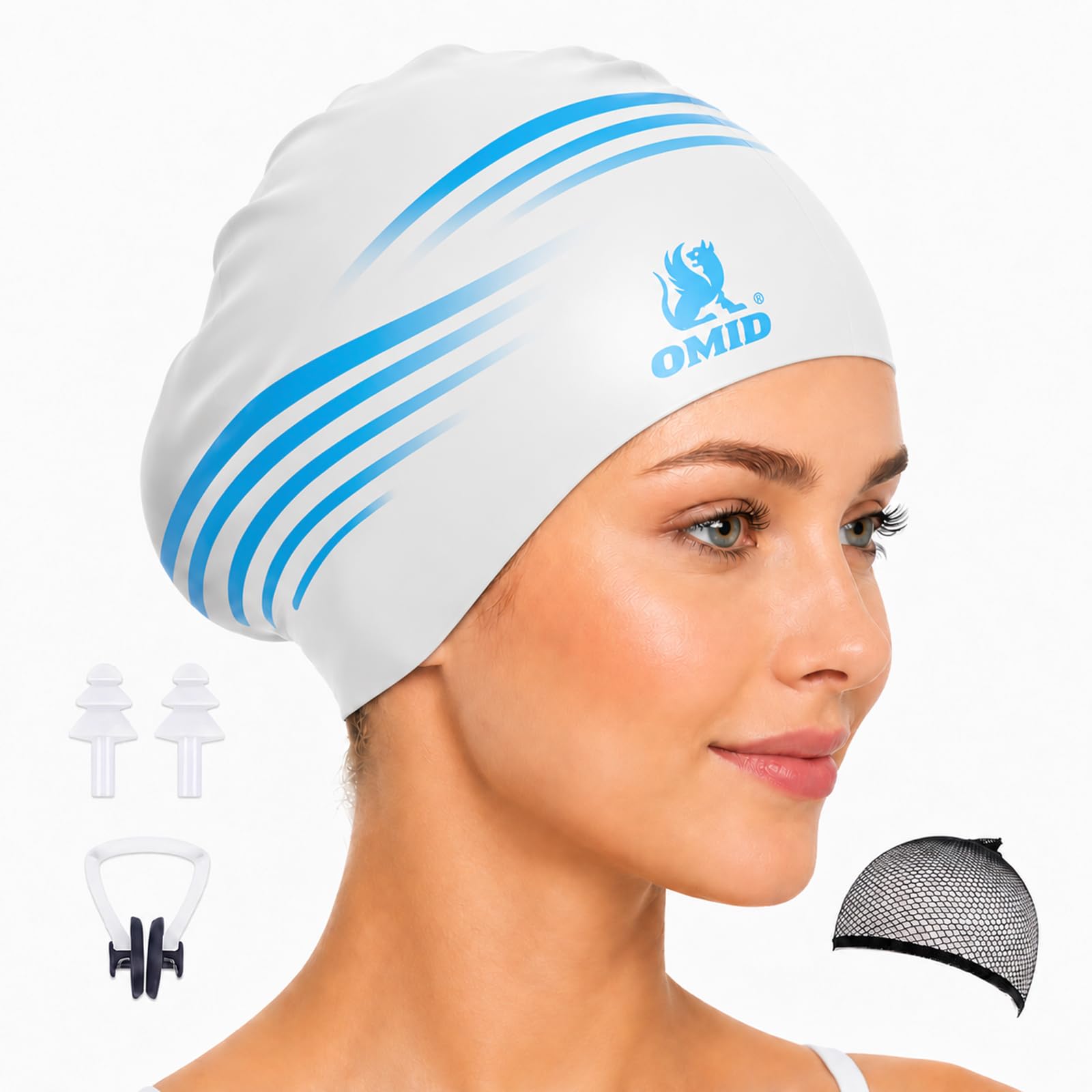 Extra Large Silicone Swim Cap for Women Adults with Long & Thick Hair - Generous Room, Ch…