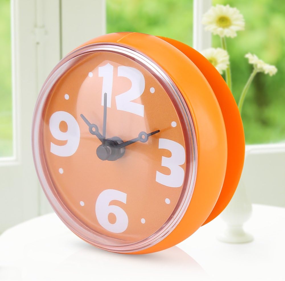 Lazmin Waterproof Suction Wall Clock, Window Mirror Bath Shower Clock Bathroom Accessories Waterproof Clock(Orange) - Image 4