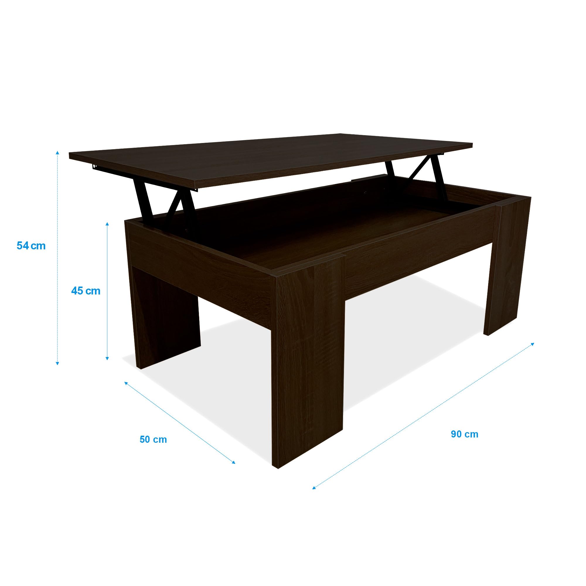 Nyana Mesa de Centro Elevable Home | Tablero Elevable para Comer, Leer o Trabajar | Melamina Resistente y Fácil de Limpiar | Diseño Moderno y Estable (Wengue)