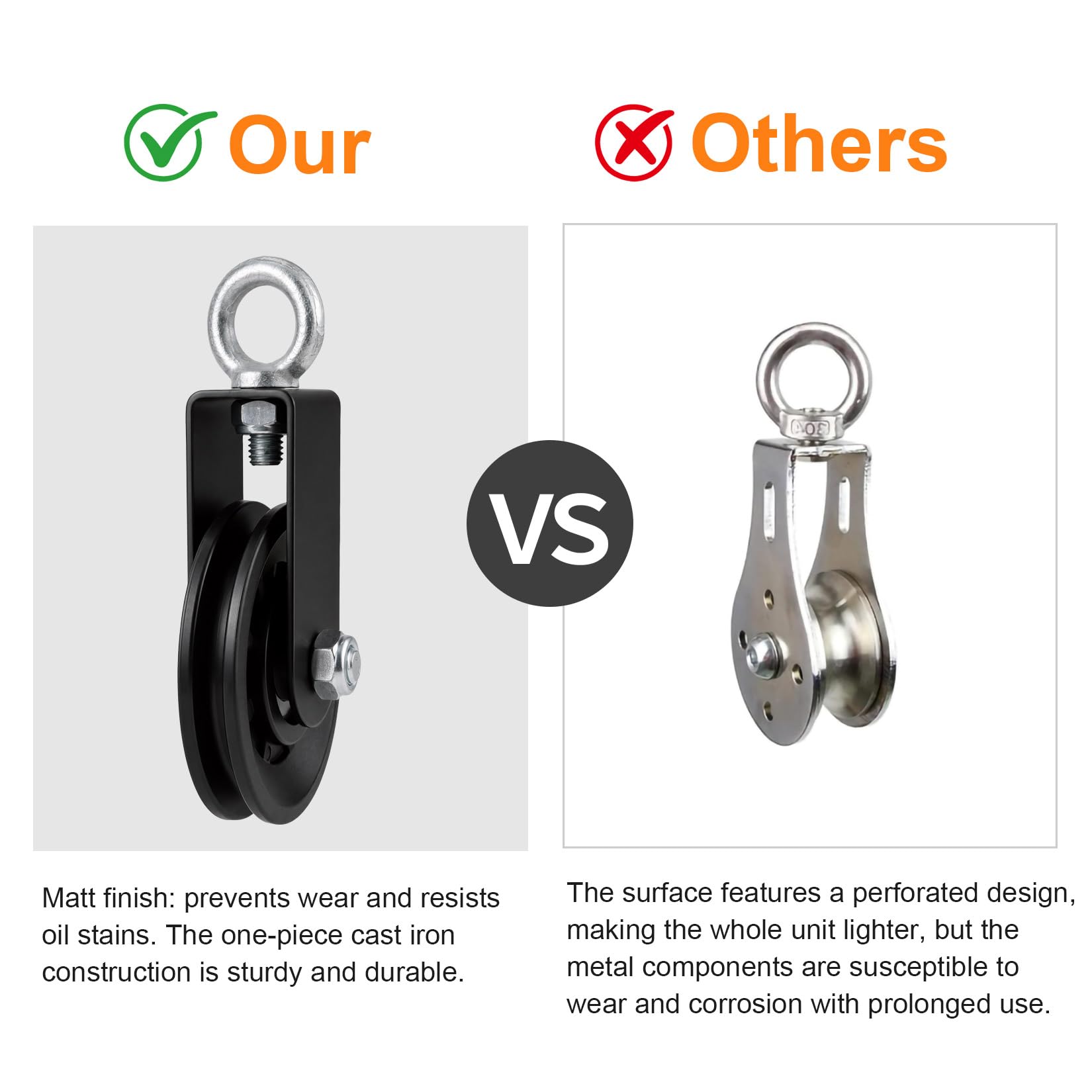 90mm Umlenkrolle Seilrolle mit Hängegurt Karabiner, 360° Schwenkbar Kabel Pulley für Schaukelzubehör Wäscheleine Latzugstange Seilzug Fitness DIY Heim-Fitnessgeräte | Hochwertige Materialien,360°-Drehmechanismus,Geräuscharmer Betrieb