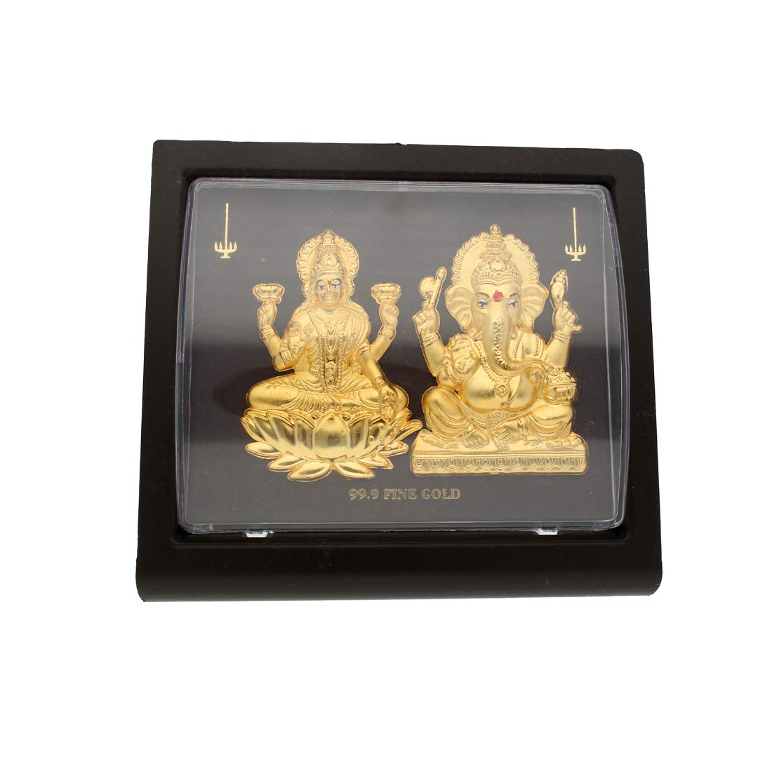Sri Jagdamba Pearls 24KT Gold Foil Silver Plated Laxmi Ganesh Stand