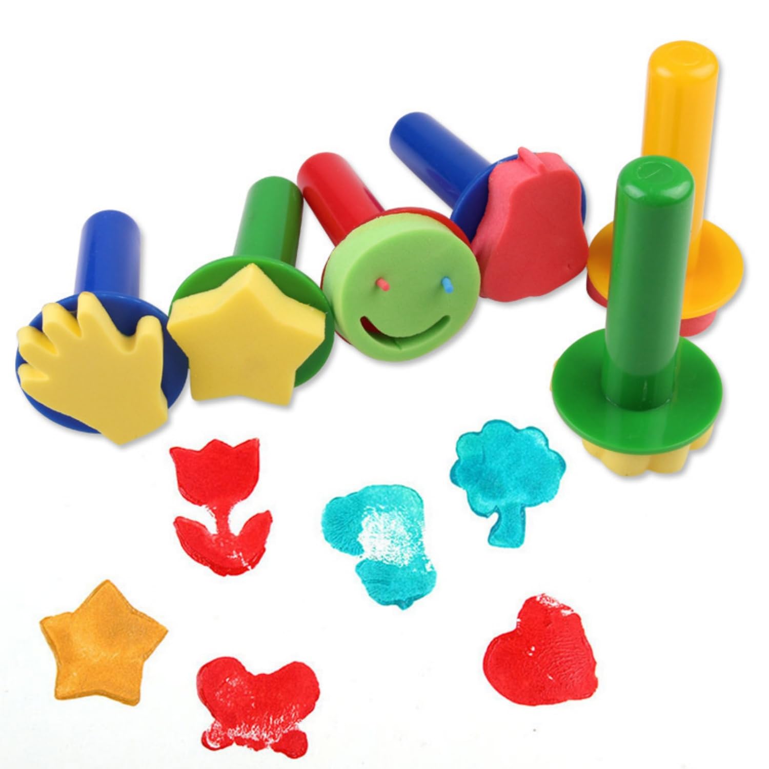 Alfven Éponge Brosses de Peinture Enfant, 24pcs Kit Peinture Enfant Pinceaux éponge pour Enfants kit d'apprentissage DIY