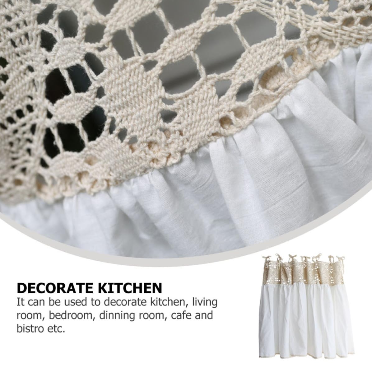 CANIGHT Rideau Demi Fait Main pour Fenêtre en Style Romantique, Léger et Décoratif Rideau Court Cuisine ou Bistro pour Petites Fenêtres