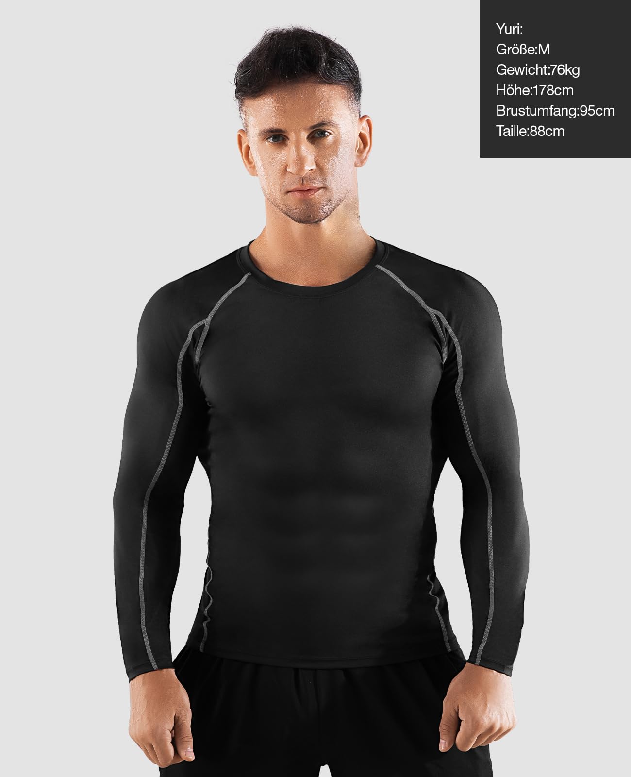 Niksa 2er Pack Herren Kompressionsshirt Funktionsshirt Langarm Sportshirt Fitnessshirt Männer Atmungsaktiv Laufshirt für Running Jogging Gym