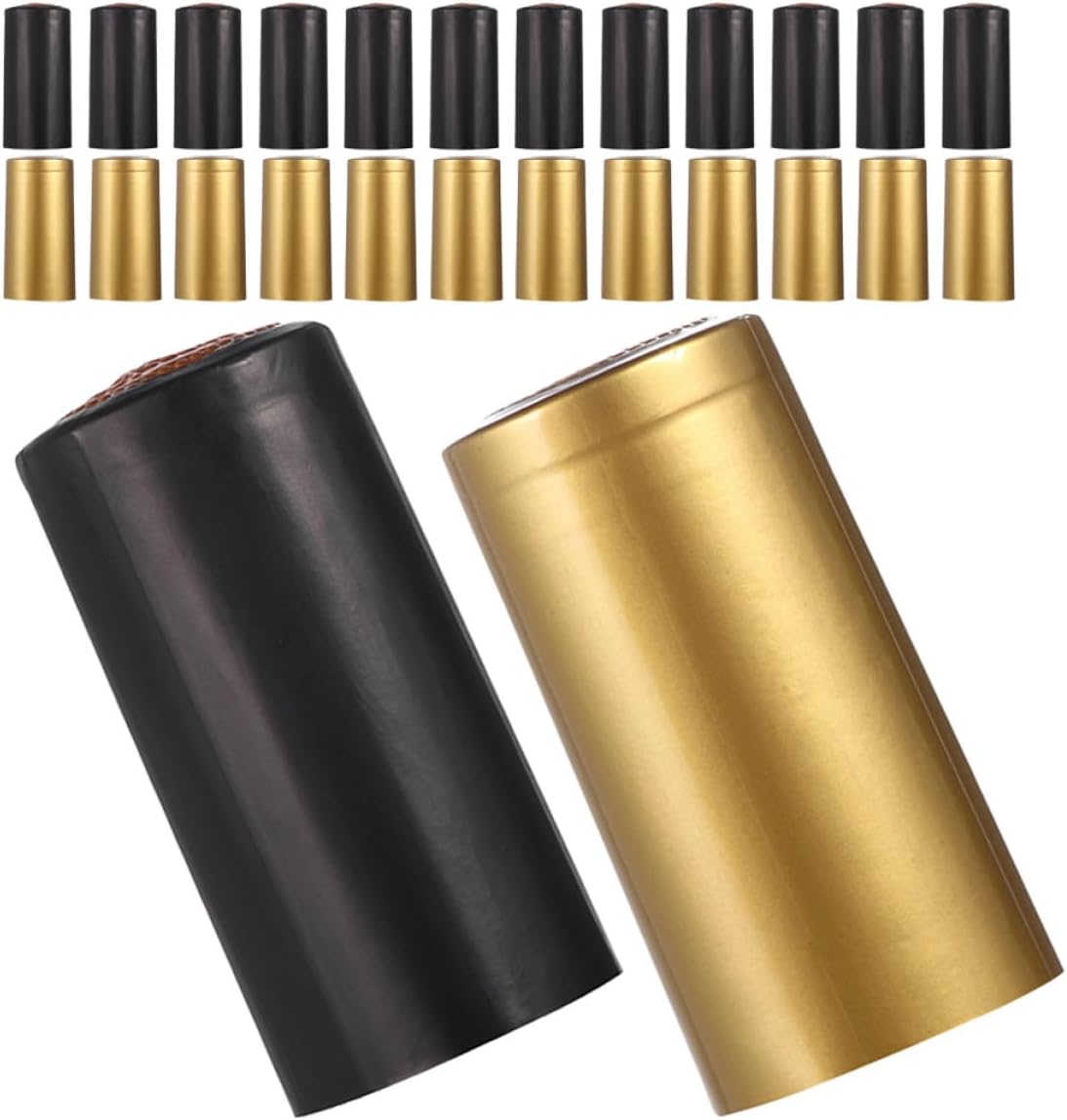 Generic 400pcs Heat Shrink Capsules Bottle Sealing Caps Pvc Shrink Wrap Wine Bottle Seals for Home Brewing and Wine Storage Black and Gold