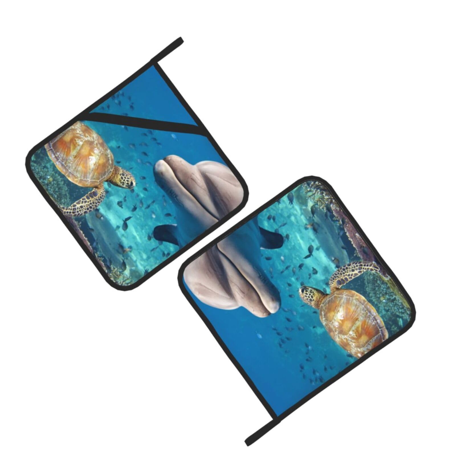 Turtle and dolphin Printed Oven Pot Holders Set of 2 Pcs Heat Resistant Kitchen Microwave Potholders for Cooking Baking Grilling