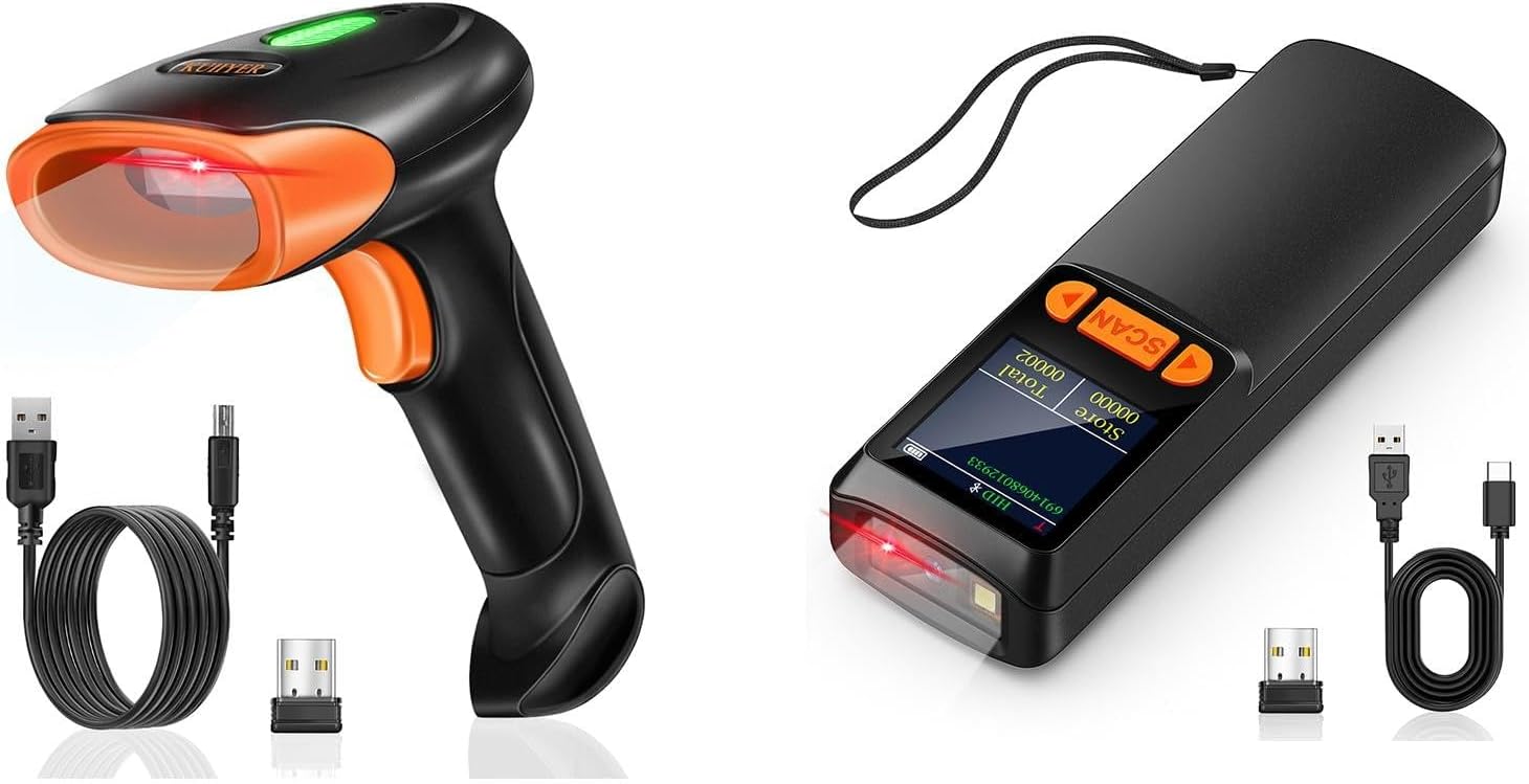 KUIIYER Wireless Barcode Scanner and accessories