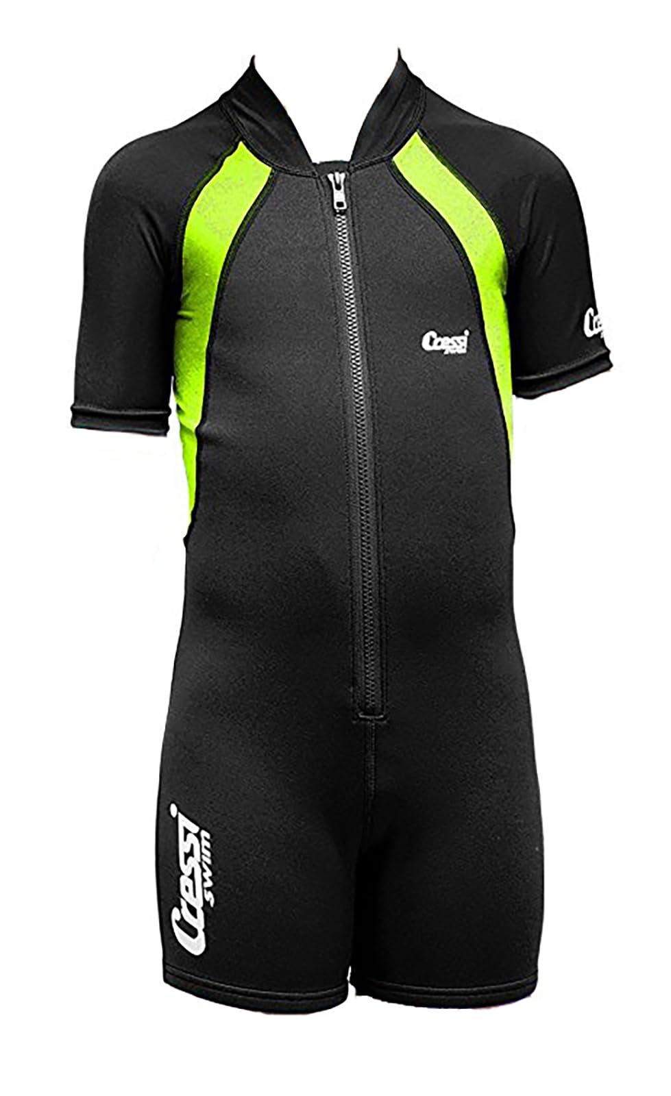 Cressi Kids Swimsuit Short Sleeve, Black/Lime, M