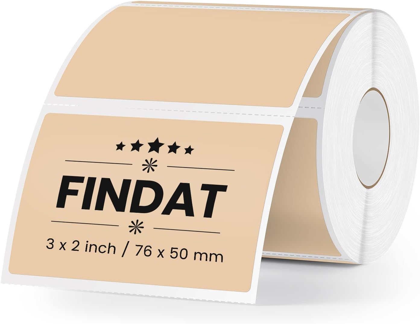 Khaki Thermal Labels 2 × 3 Inch Vinyl Rectangular Waterproof Direct Printer Sticker Self-Adhesive Perforated Name Tag for Logo DIY QR Design Office Address 500 PCS