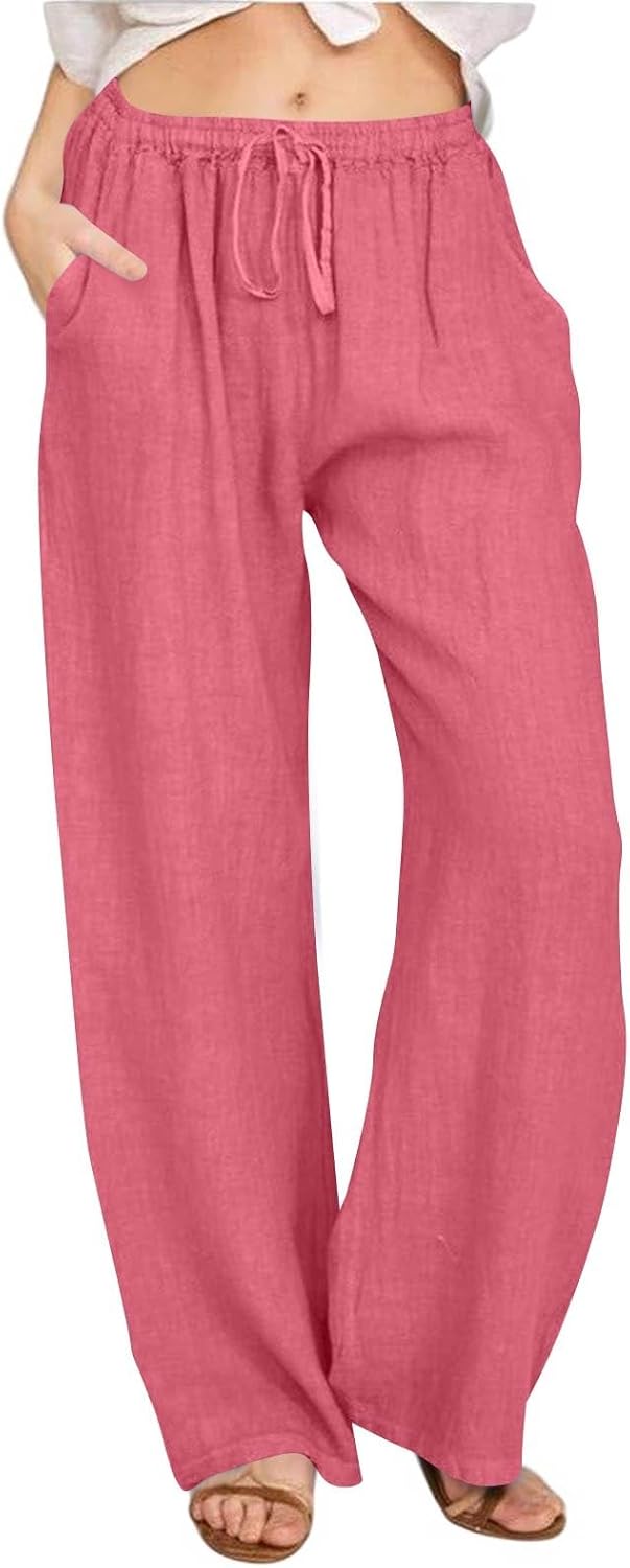 Pants for Women, Oversized Pants High Waisted Wide Leg Straight Summmer Smocked