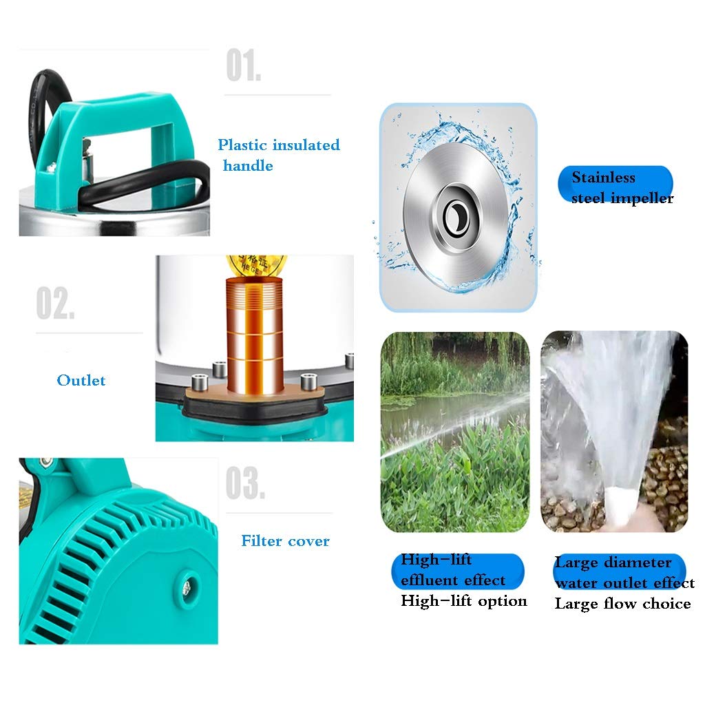 1 Pollice Pompa Acqua Outlet, Elevatori DC Pompa A Immersione, Pompa Acqua Portatile, Pompa Da Giardino, Adatto A Terreni Agricoli Irrigazione, L'assunzione Di Acqua Di Fiume, Giardino Irrigazione