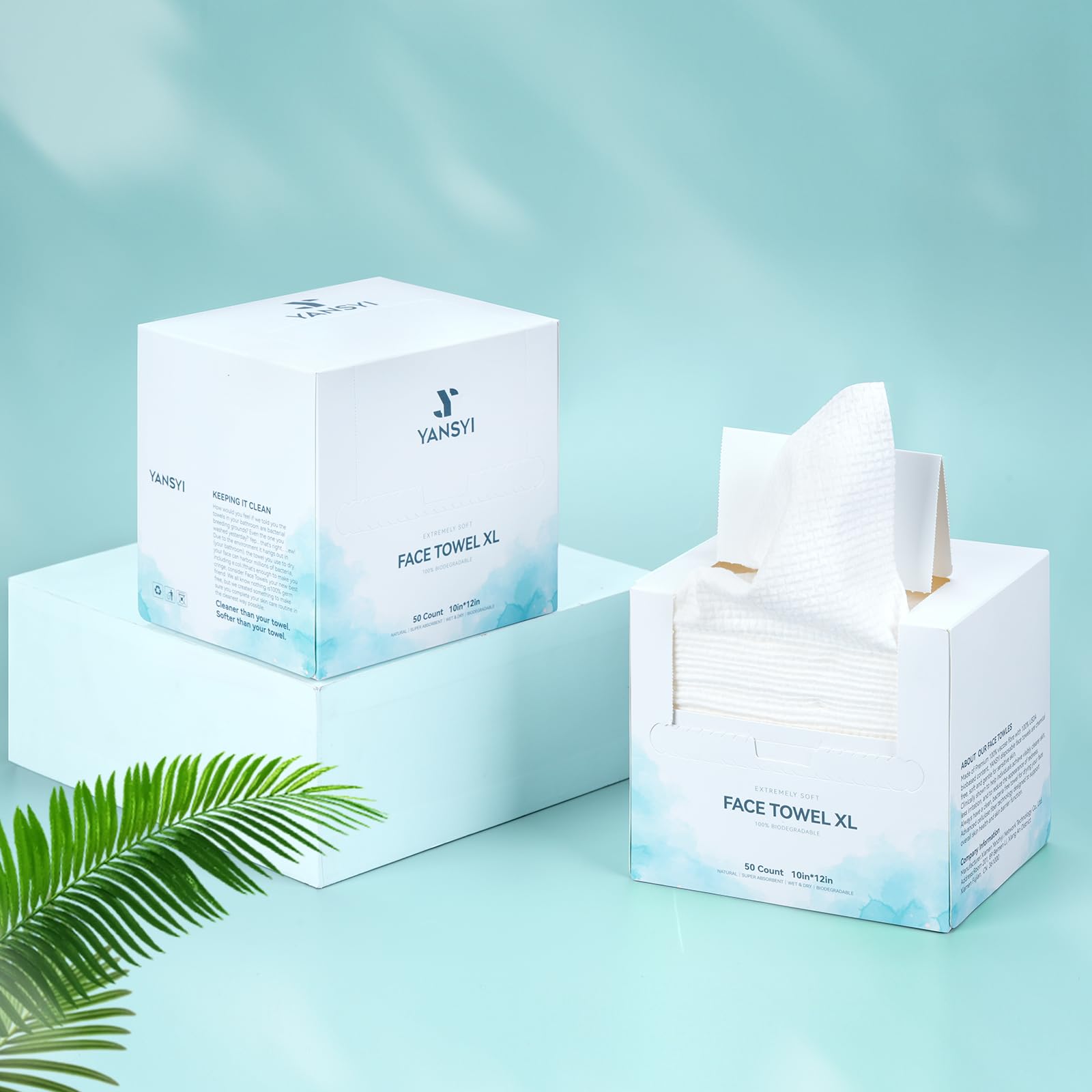 Toallas faciales XL, 3.17 oz/m² extra gruesas, 10 x 12 pulgadas, paño de limpieza ultra suave de base biológica, removedor de maquillaje Diposibale, paño suave para pieles sensibles, 50 7