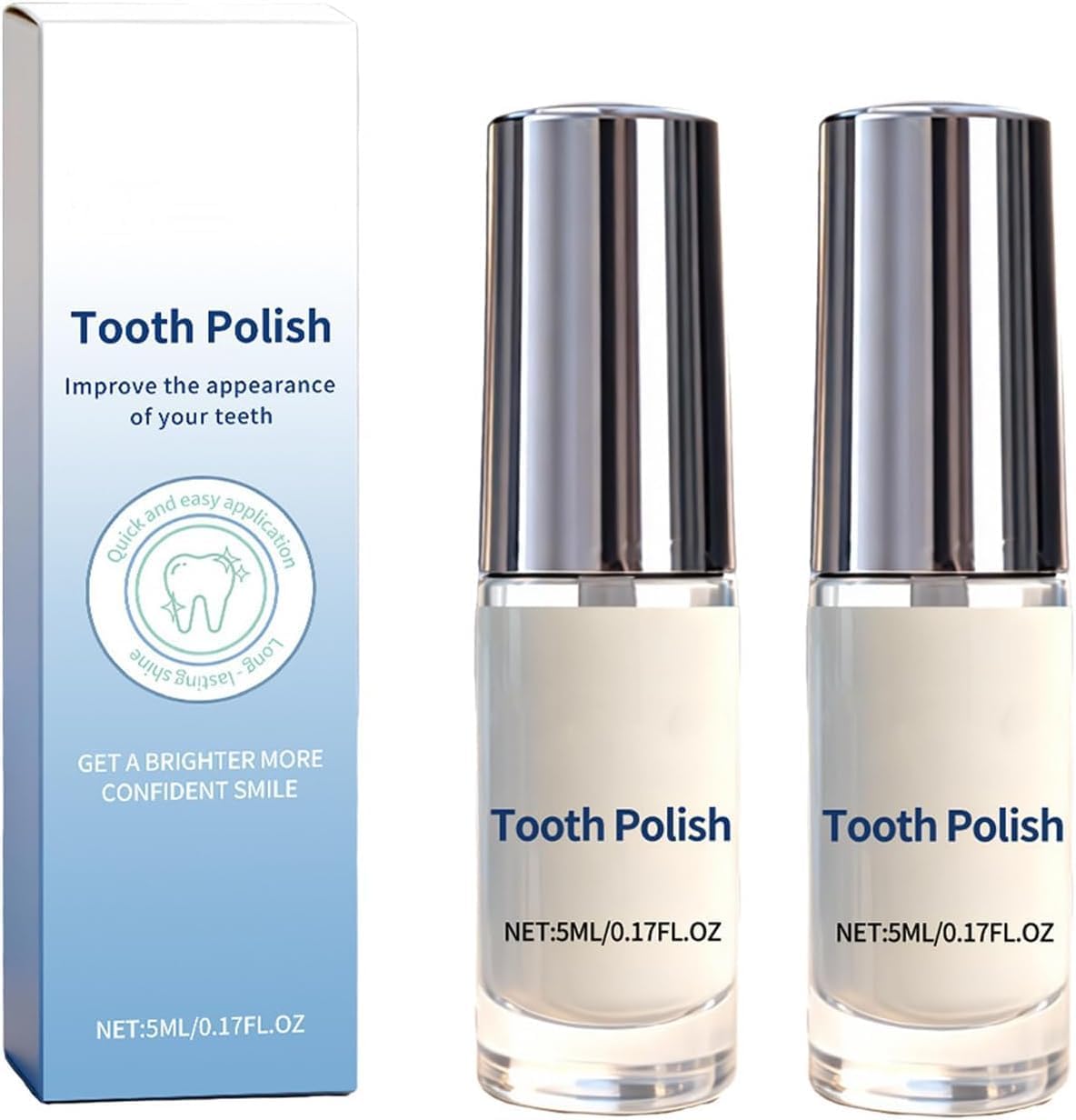 Tooth Polish, Tooth Whitening Paint - Instant White Teeth, Gentle & Safe Formula, Simple & Portable White Paint for Teeth - Regain Confident Smile（2pc）