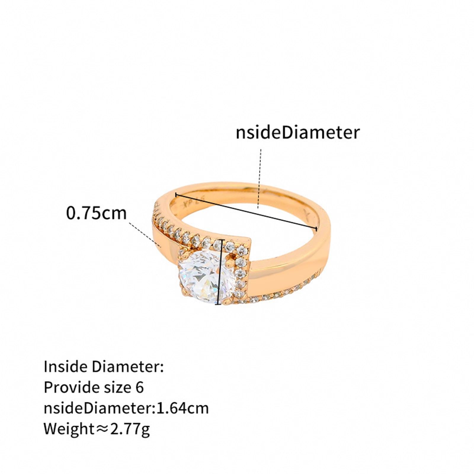 Anello Promessa Di Matrimonio Donna, Semplice anello di fidanzamento in moissanite per donna in Oro Rosa