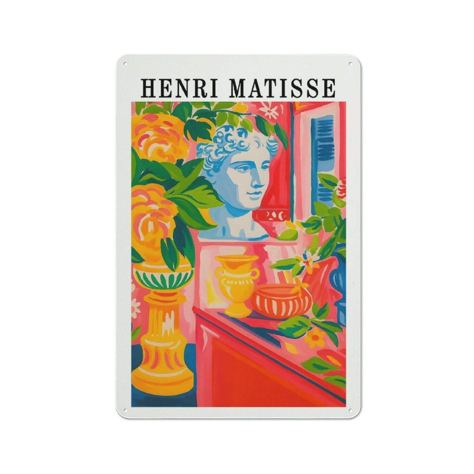 Junmoney Style-23 Tin Wall Plaque 30X20cm With Henri Matisse Still Life Painting For Café Or Restaurant, New Home Wall Decor For Hospitality Interior Collectors