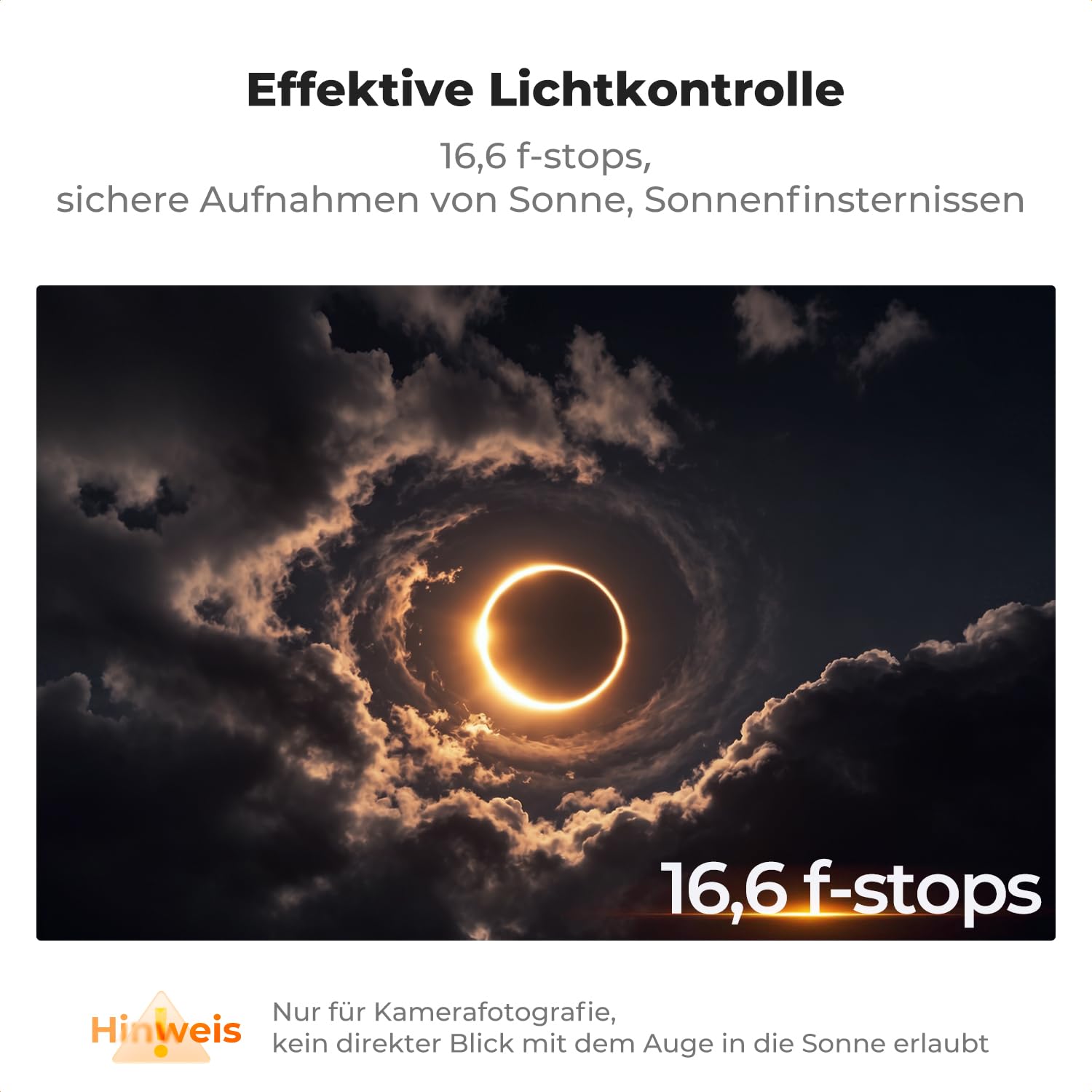 K&F Concept 77mm ND100000 Sonnenfinsternisfilter Fester ND Filter Graufilter für Himmelsereignisfotografie (20 Blendenstufen) Nano-Xcel