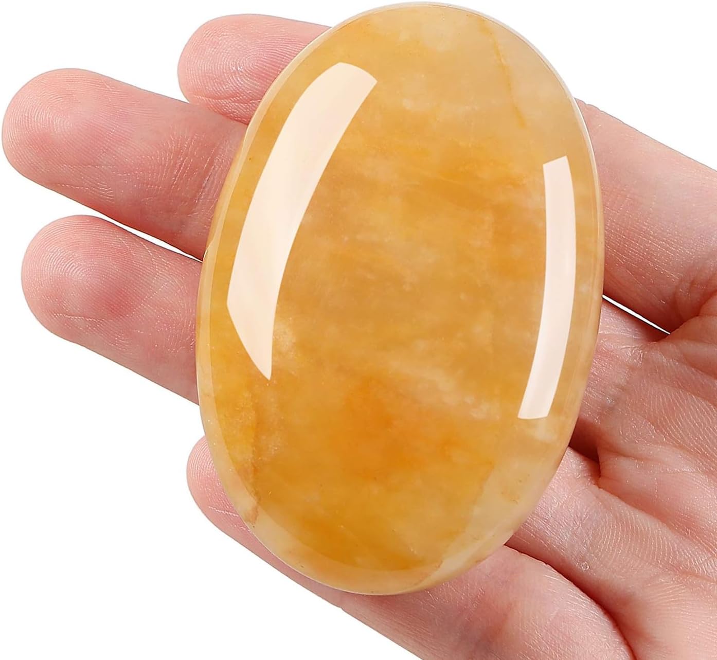 LAIDANLA Topaz 2.4" Large Palm Stone Healing Crystals Natural Gemstones Calming Effects Energy Balancing Reiki Polished Worry Stone Cleansing Protection Anxiety Stress Relief Therapy 1PC