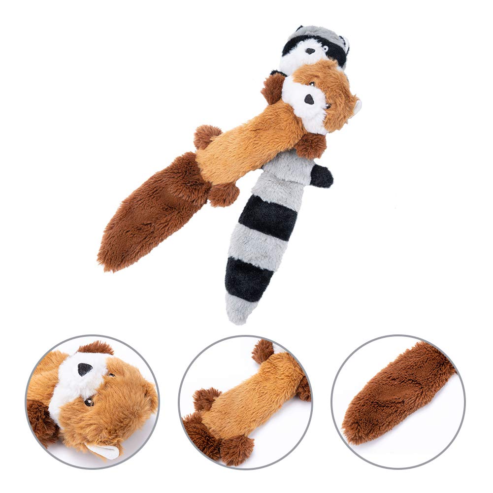 JOYELF Jouet en peluche pour chien qui couine, animaux en peluche pour chien, renard et raton laveur avec papier froissé
