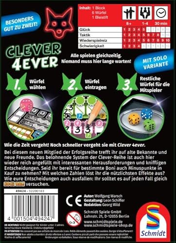 Schmidt Spiele 49424 Clever 4-Ever, Klein und Fein Serie, Würfelspiel, bunt