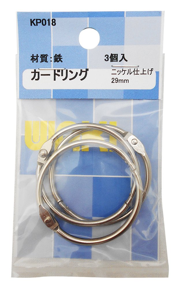 WAKI KP018 Card Ring, 1.1 inches (29 mm), Pack of 3, Nickel Finish
