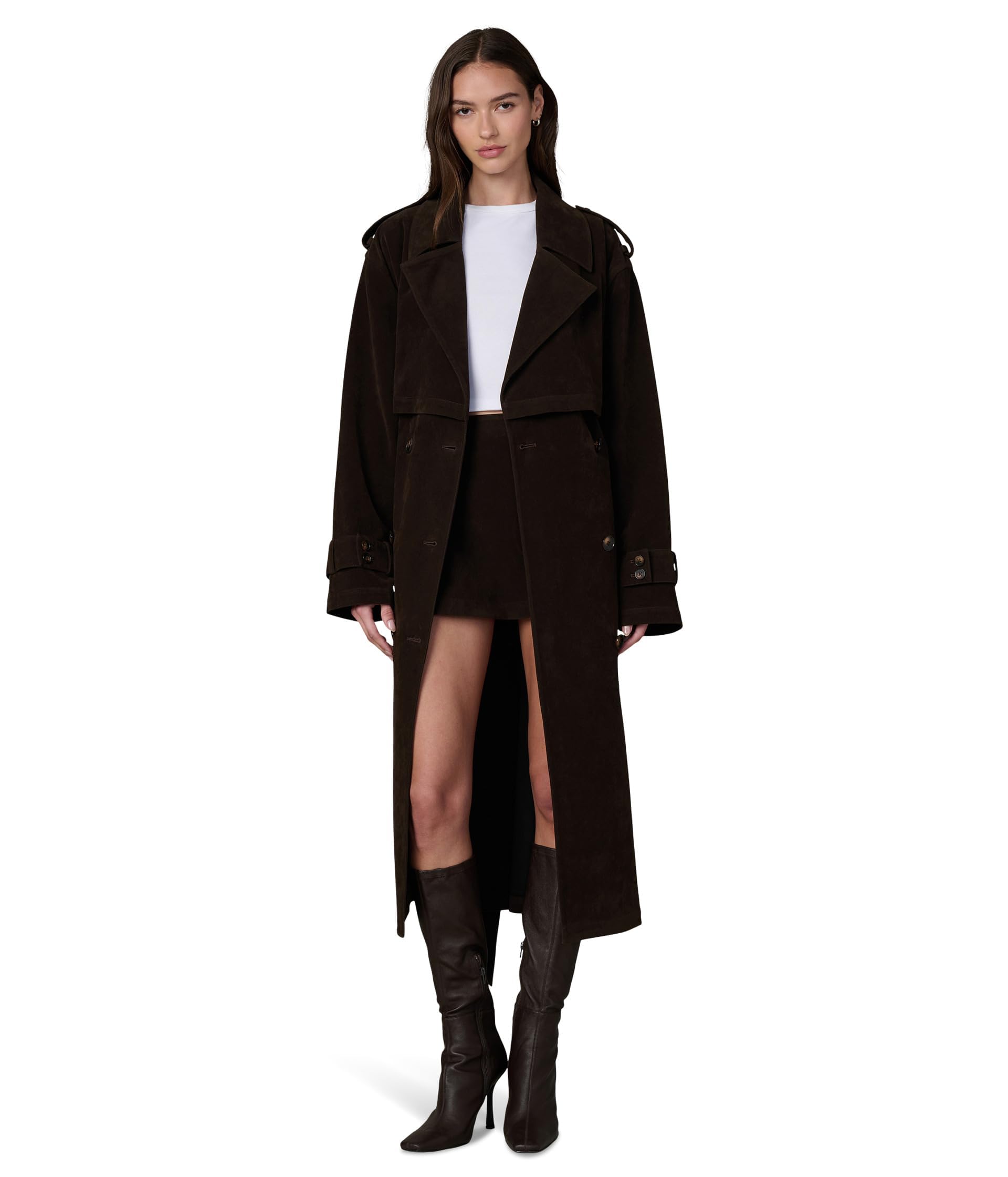 JOES JEANS womens The Elizabeth Vegan Suede Trench Coat