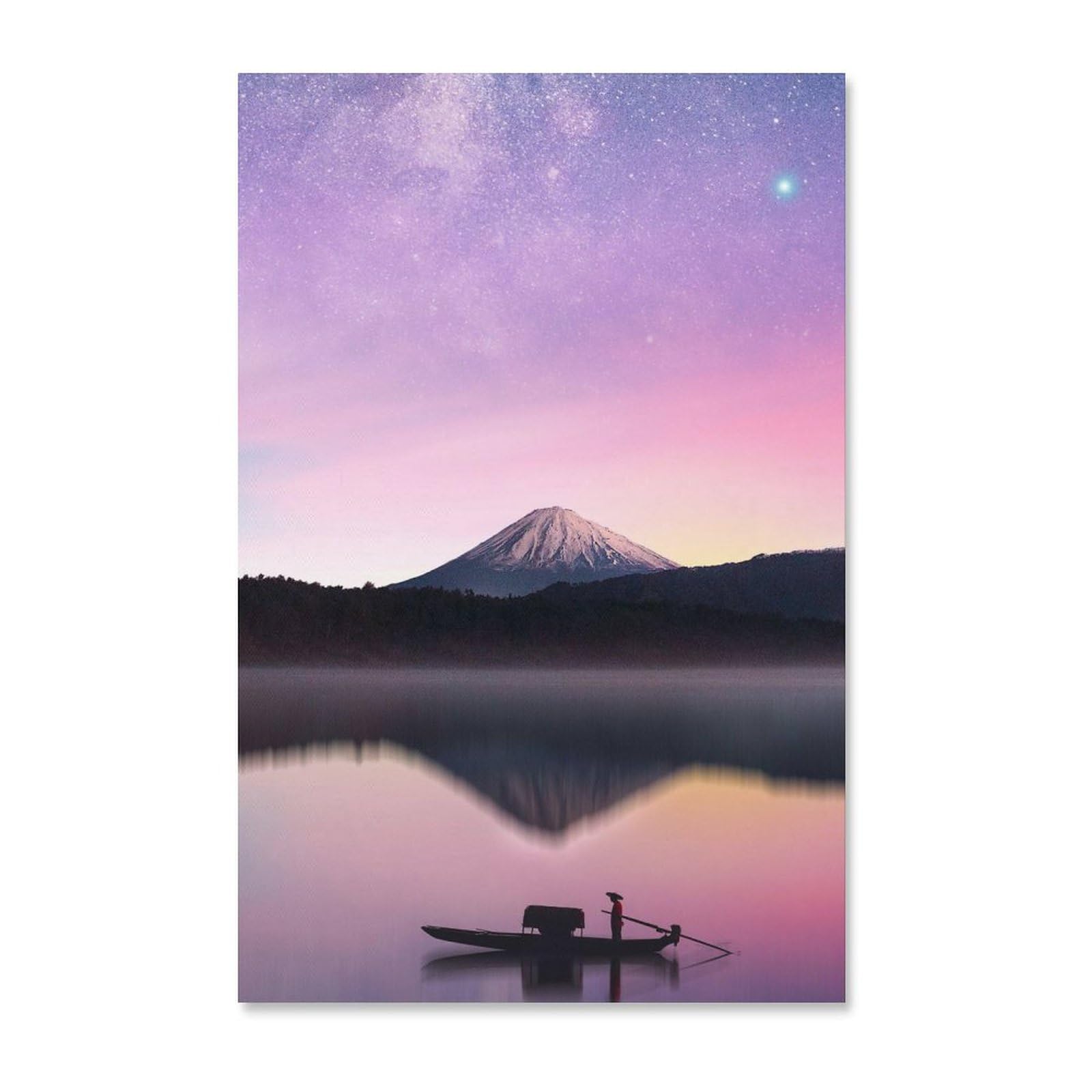 Amazon.co.jp: 絵画 富士山の日の出と夜空の眺めインテリア 絵画 日本