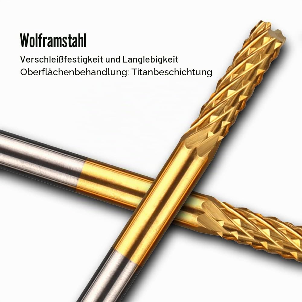10 Stück Schaftfräser CNC-Fräser-Bits, 1/8 Zoll Schaft Fräswerkzeug Gravur Fräser Schaftfräser, 1,5–3,175 mm Titanbeschichtung CNC-Fräser-Bits