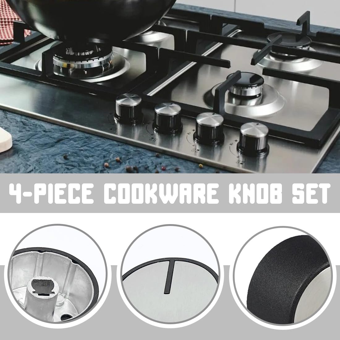4Piezas Botones de Cocina de Gas Perilla Cocina Mando Universal Cocina Gas Universales 6mm Botones Gas para las Horno,Cocina,Estufa de Gas,Plateado,hornos de cocina,horno,estufa de gas