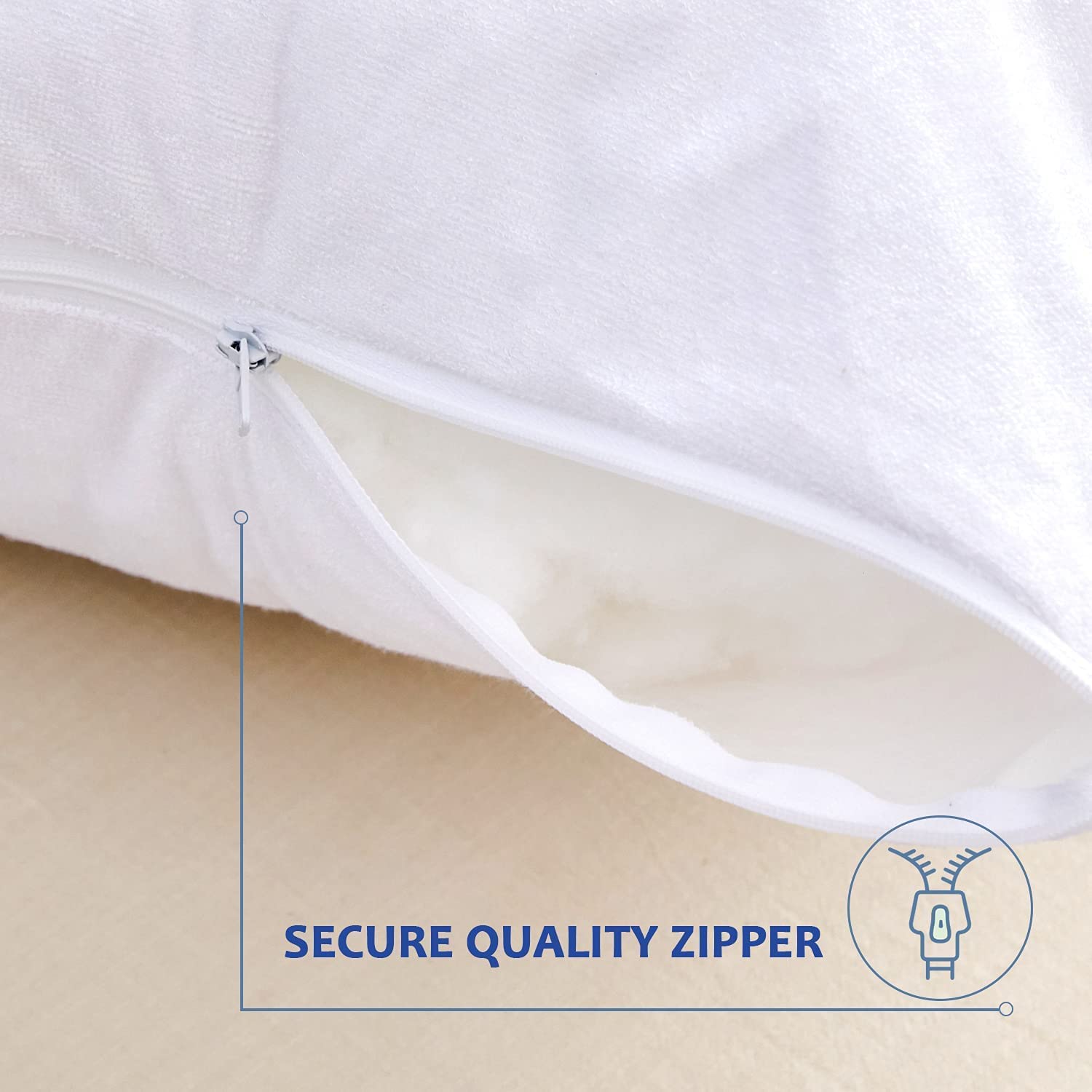 Dudu N Girlie Pillow Protectors 2 Pack Quilted Zipped - Breathable 90 gsm Microfiber Pillow Case Protector White 50x75 cm - Image 4