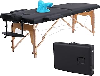 Portable Massage Table with Neck Stretcher, Adjustable Lash Bed Massage Bed Tattoo Table for Eyelash Extensions Beauty Tattoo,Black