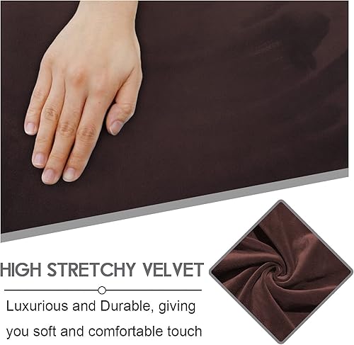 Miniatura 3 de Juego de 8 piezas de fundas para sofá reclinablefundas para sofá reclinable de terciopelo con expansión fundas para 3 cojines de sofá Negro,