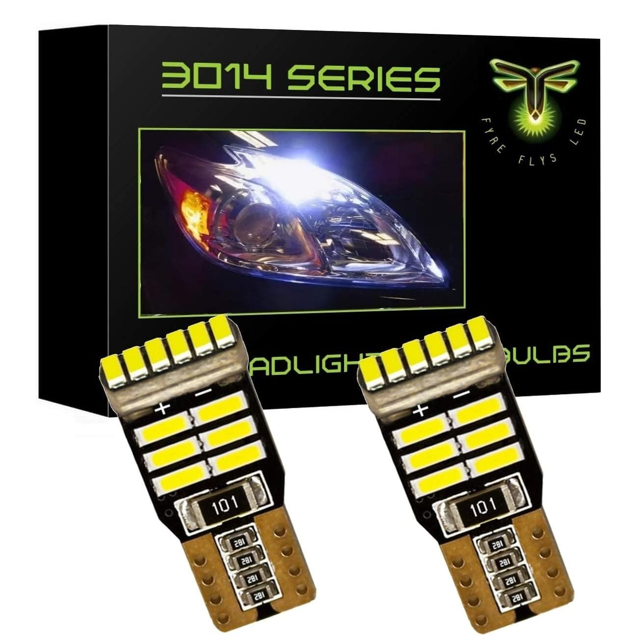 Fyre Flys 2 White T10 194 168 LED Parking light bulbs for Toyota Prius SUPER BRIGHT 6000K Canbus Error Free