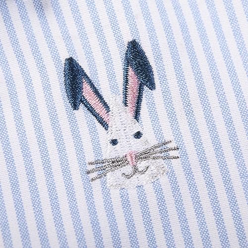 Image of OCHENTA Boys' Long Sleeve Button Down Cute Rabbit Casual Dress Easter Shirt | Oxford Cotton, Embroidered Bunny, Shirts for Boys School & Easter, Church, Wedding, Family Photos, Holiday Outfit