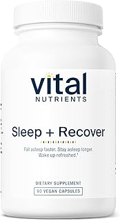 Vital Nutrients Sleep + Recover - Vegan Supplement - Sleep Support - Melatonin, Ashwagandha & L-Theanine - Gluten, Dairy & Soy Free - 90 Capsules